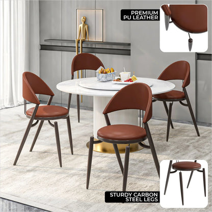 Venice Dining Chair Upholstered Leather in Iron With an Open Curved Back Design - Elax Furniture
