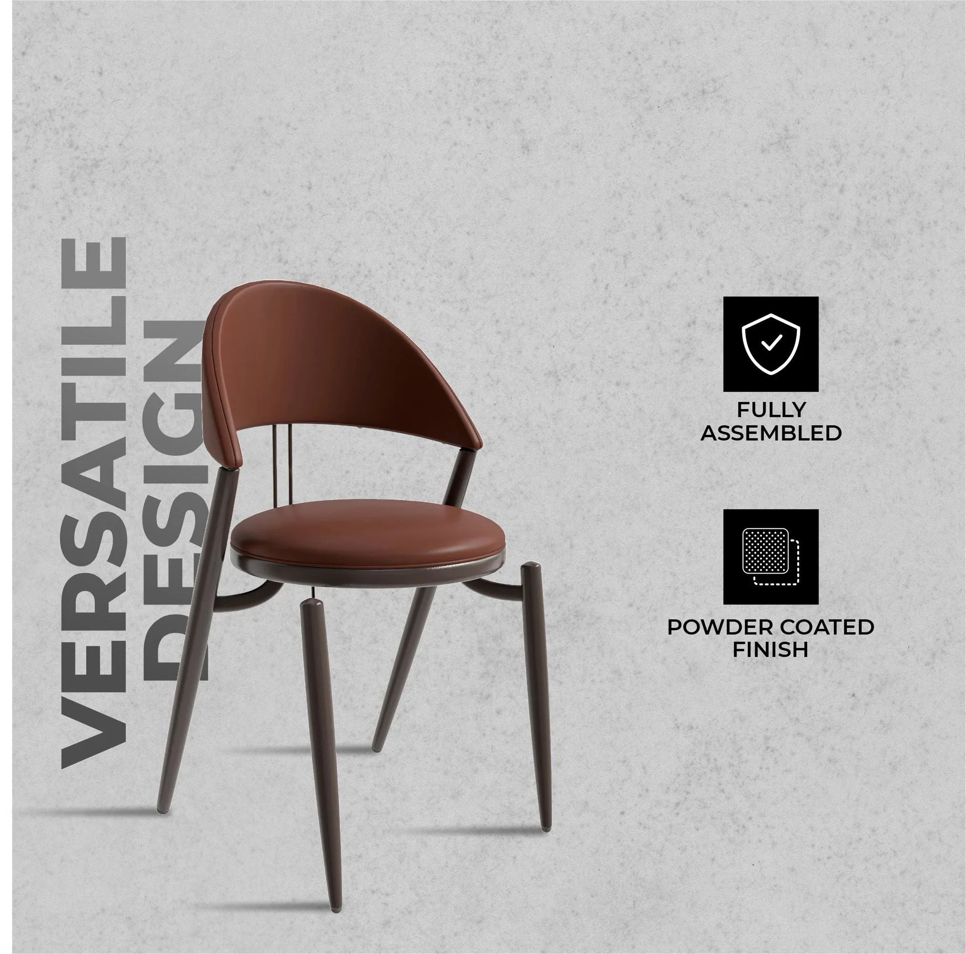Venice Dining Chair Upholstered Leather in Iron With an Open Curved Back Design - Elax Furniture