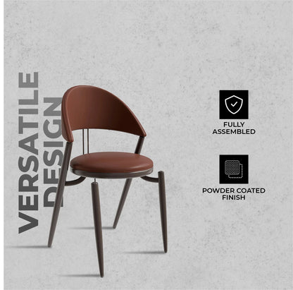 Venice Dining Chair Upholstered Leather in Iron With an Open Curved Back Design - Elax Furniture