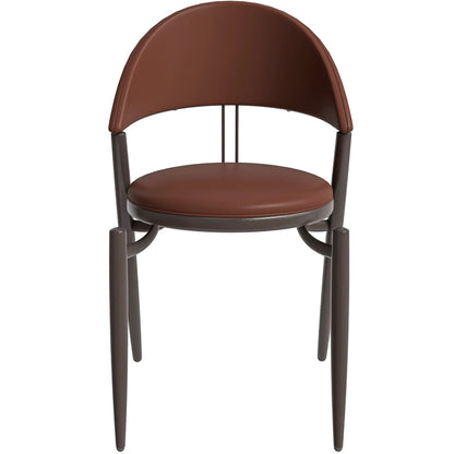 Venice Dining Chair Upholstered Leather in Iron With an Open Curved Back Design - Elax Furniture
