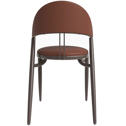 Venice Dining Chair Upholstered Leather in Iron With an Open Curved Back Design - Elax Furniture