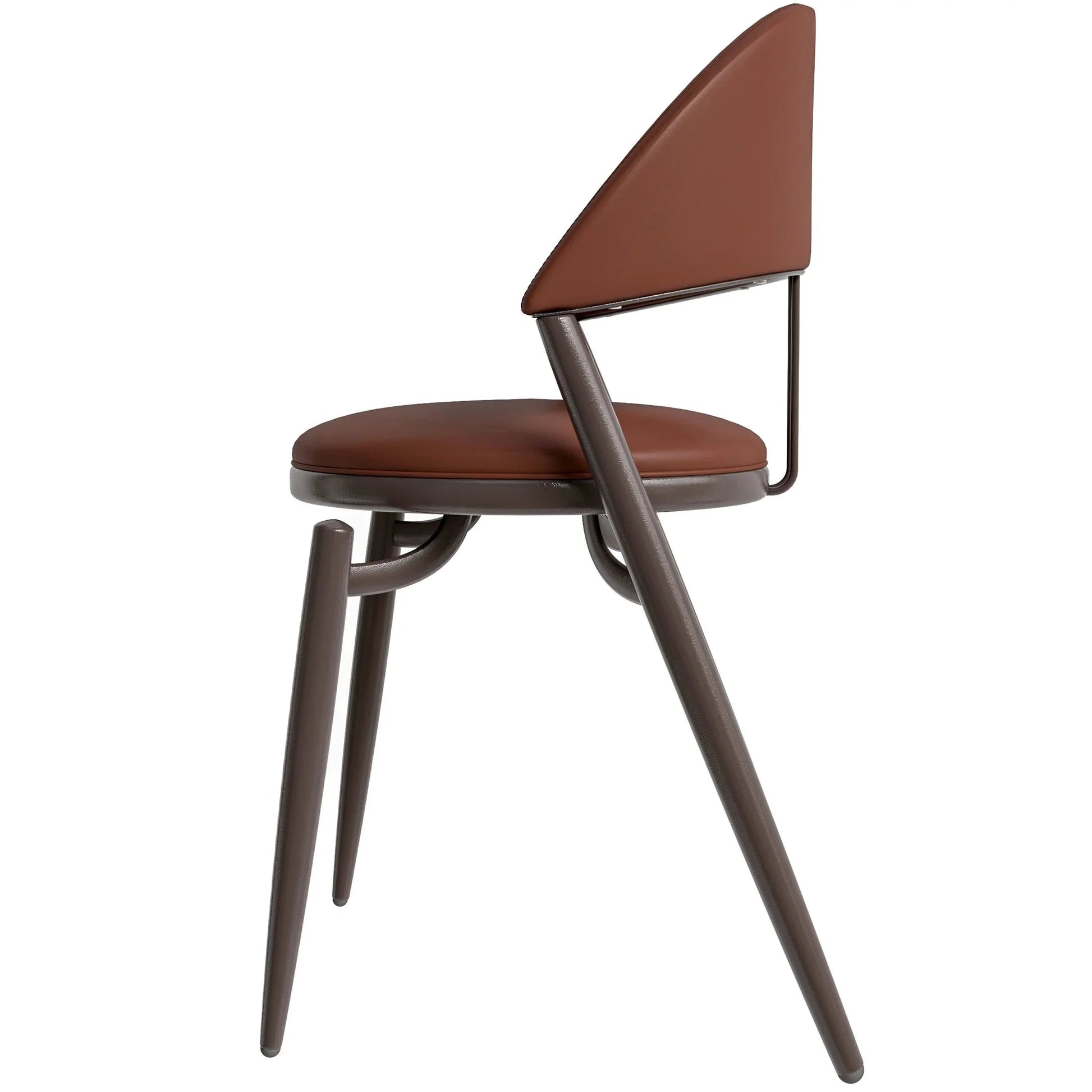Venice Dining Chair Upholstered Leather in Iron With an Open Curved Back Design - Elax Furniture