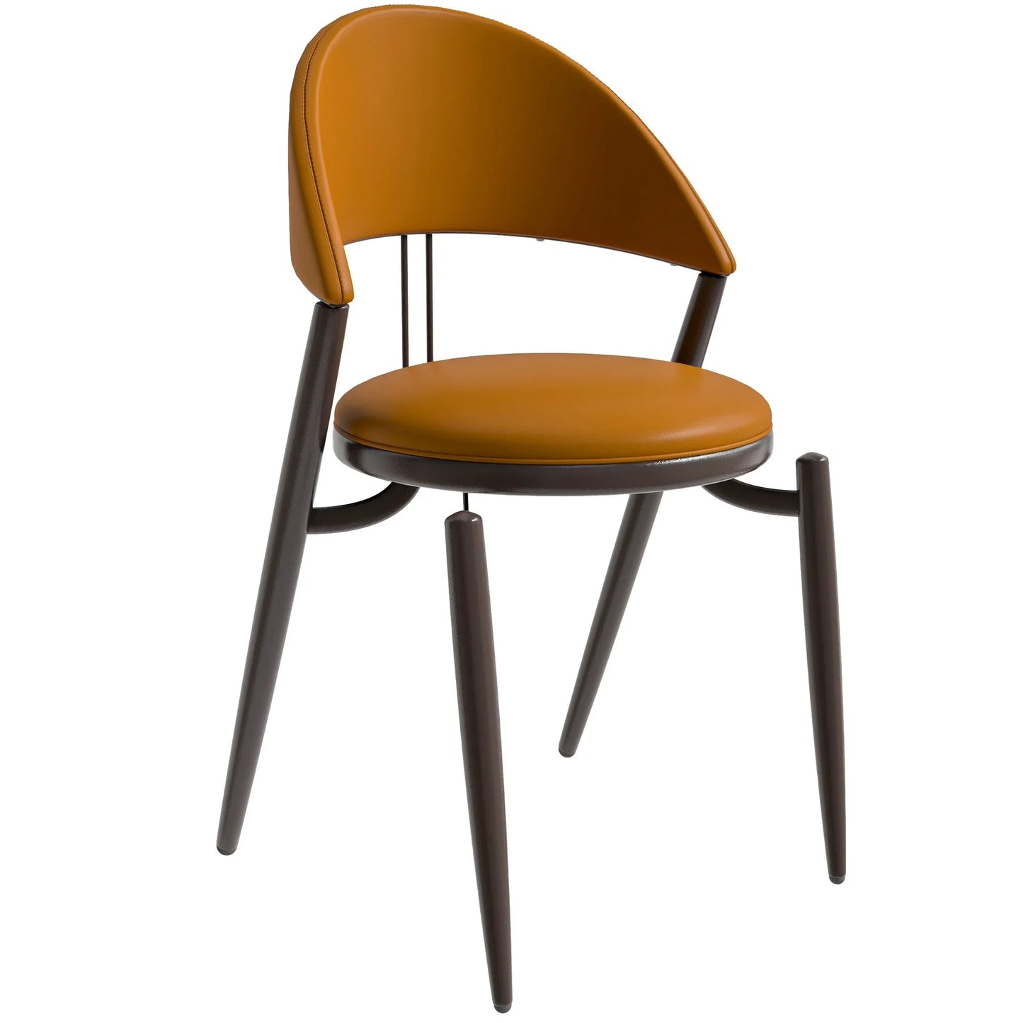 Venice Dining Chair Upholstered Leather in Iron With an Open Curved Back Design - Elax Furniture