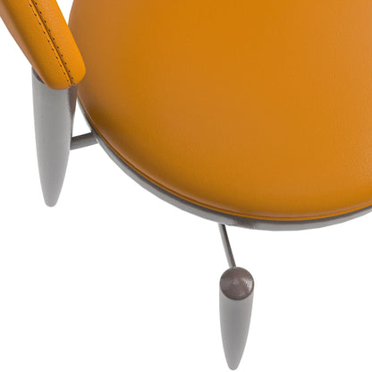 Venice Dining Chair Upholstered Leather in Iron With an Open Curved Back Design - Elax Furniture