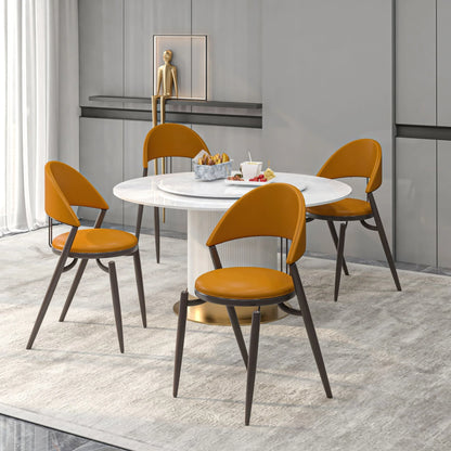 Venice Dining Chair Upholstered Leather in Iron With an Open Curved Back Design - Elax Furniture