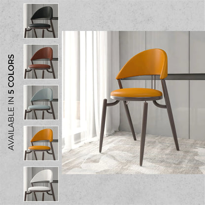 Venice Dining Chair Upholstered Leather in Iron With an Open Curved Back Design - Elax Furniture