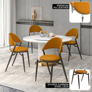 Venice Dining Chair Upholstered Leather in Iron With an Open Curved Back Design - Elax Furniture
