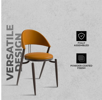 Venice Dining Chair Upholstered Leather in Iron With an Open Curved Back Design - Elax Furniture