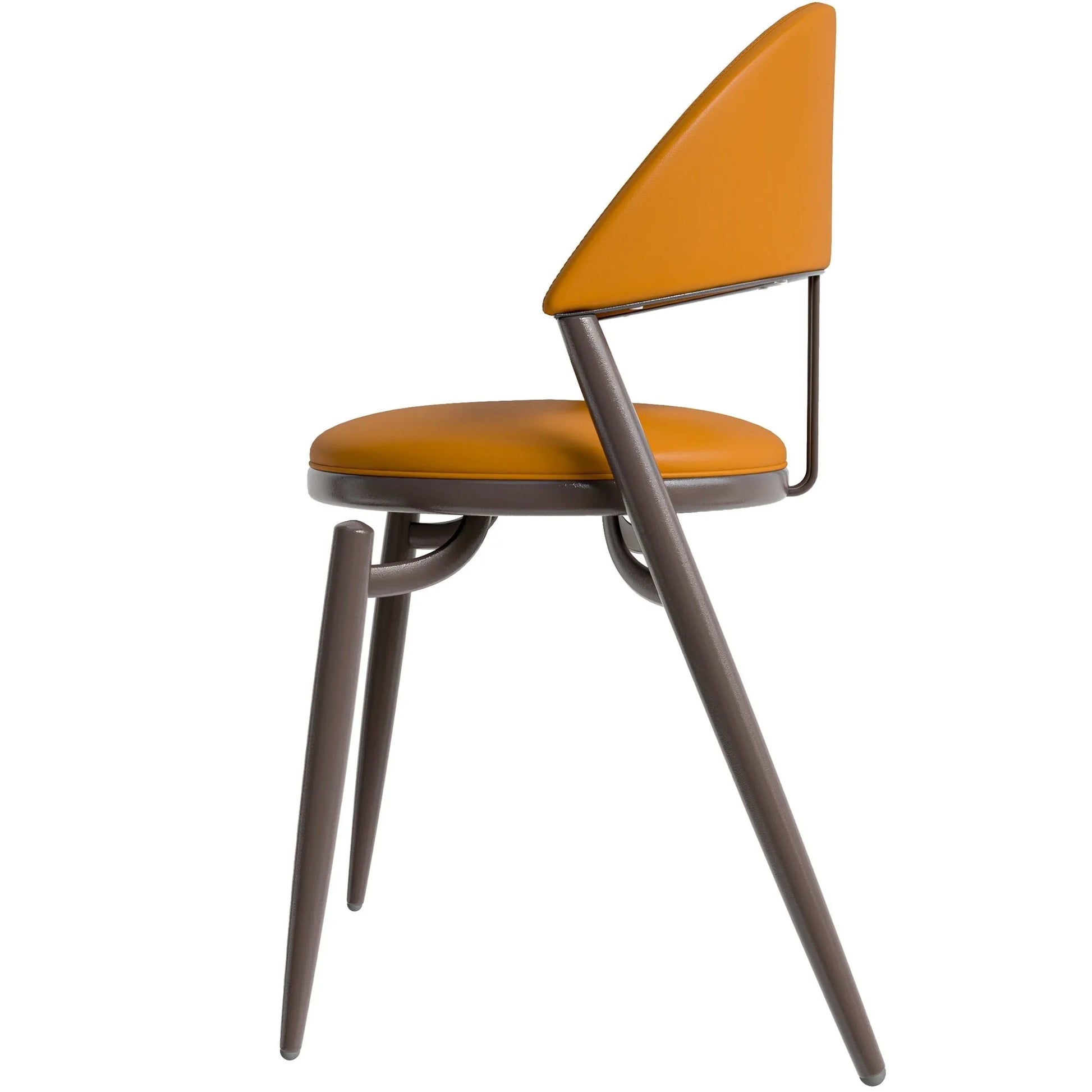 Venice Dining Chair Upholstered Leather in Iron With an Open Curved Back Design - Elax Furniture