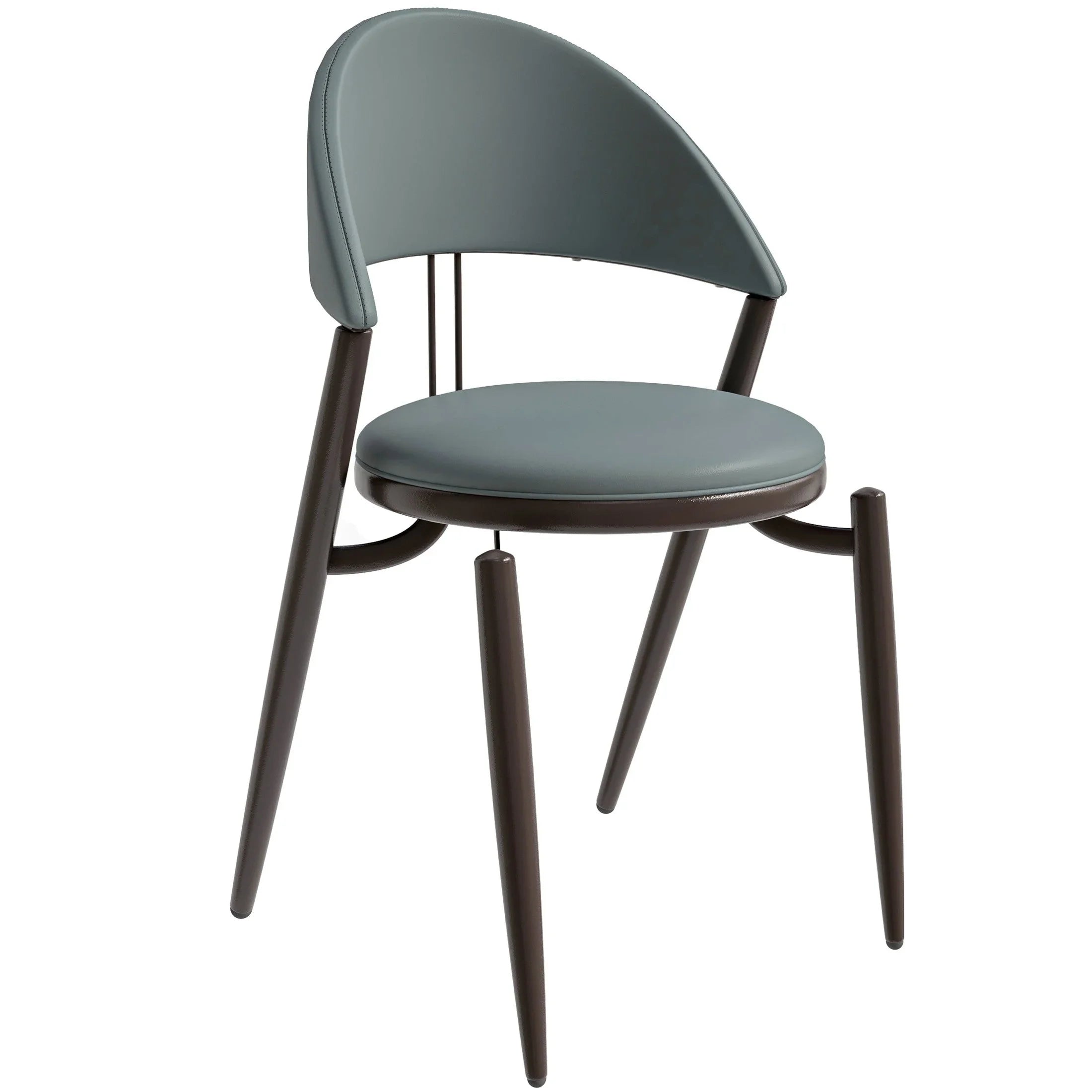 Venice Dining Chair Upholstered Leather in Iron With an Open Curved Back Design - Elax Furniture