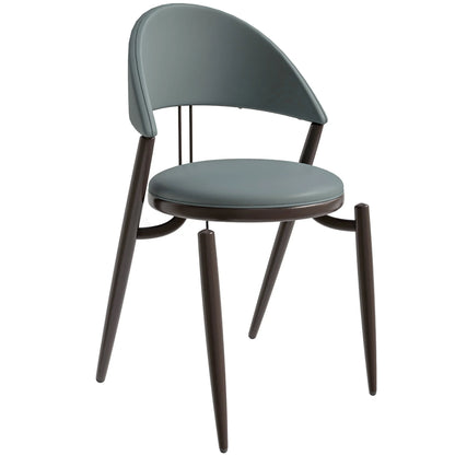 Venice Dining Chair Upholstered Leather in Iron With an Open Curved Back Design - Elax Furniture