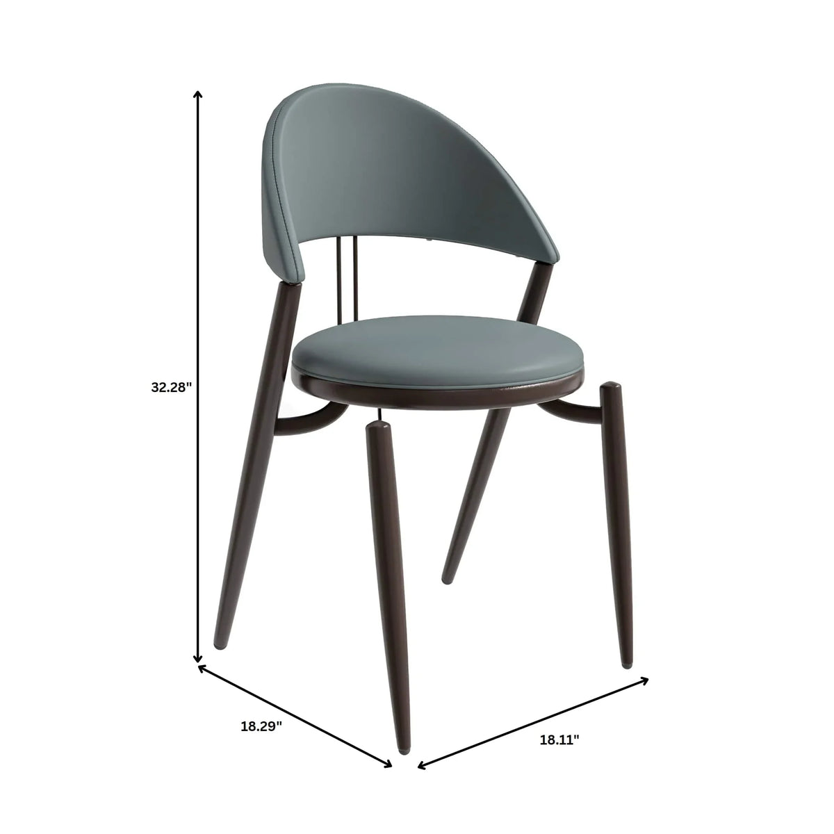 Venice Dining Chair Upholstered Leather in Iron With an Open Curved Back Design - Elax Furniture