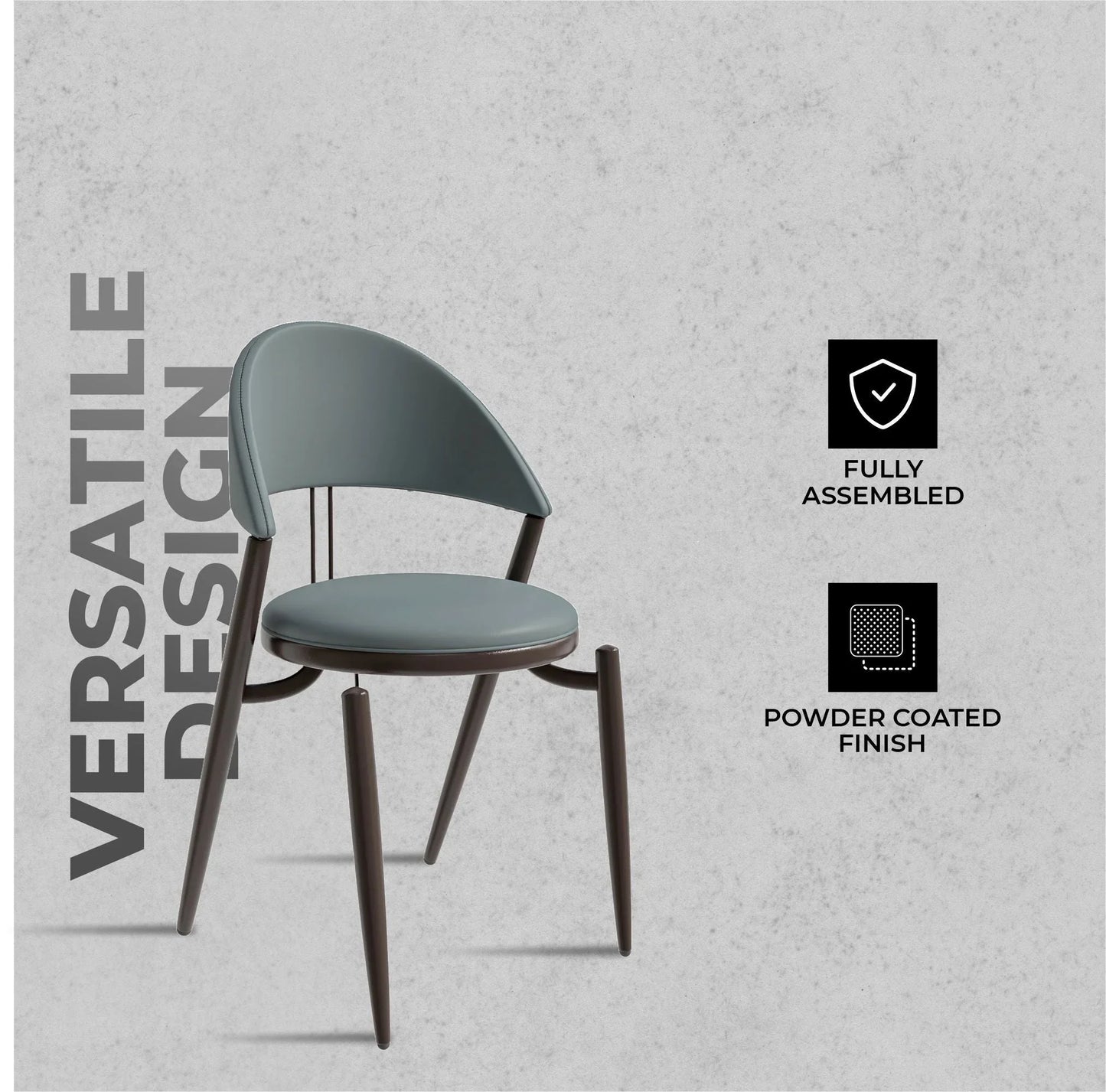 Venice Dining Chair Upholstered Leather in Iron With an Open Curved Back Design - Elax Furniture