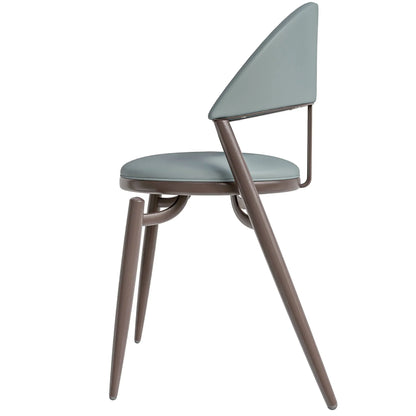 Venice Dining Chair Upholstered Leather in Iron With an Open Curved Back Design - Elax Furniture