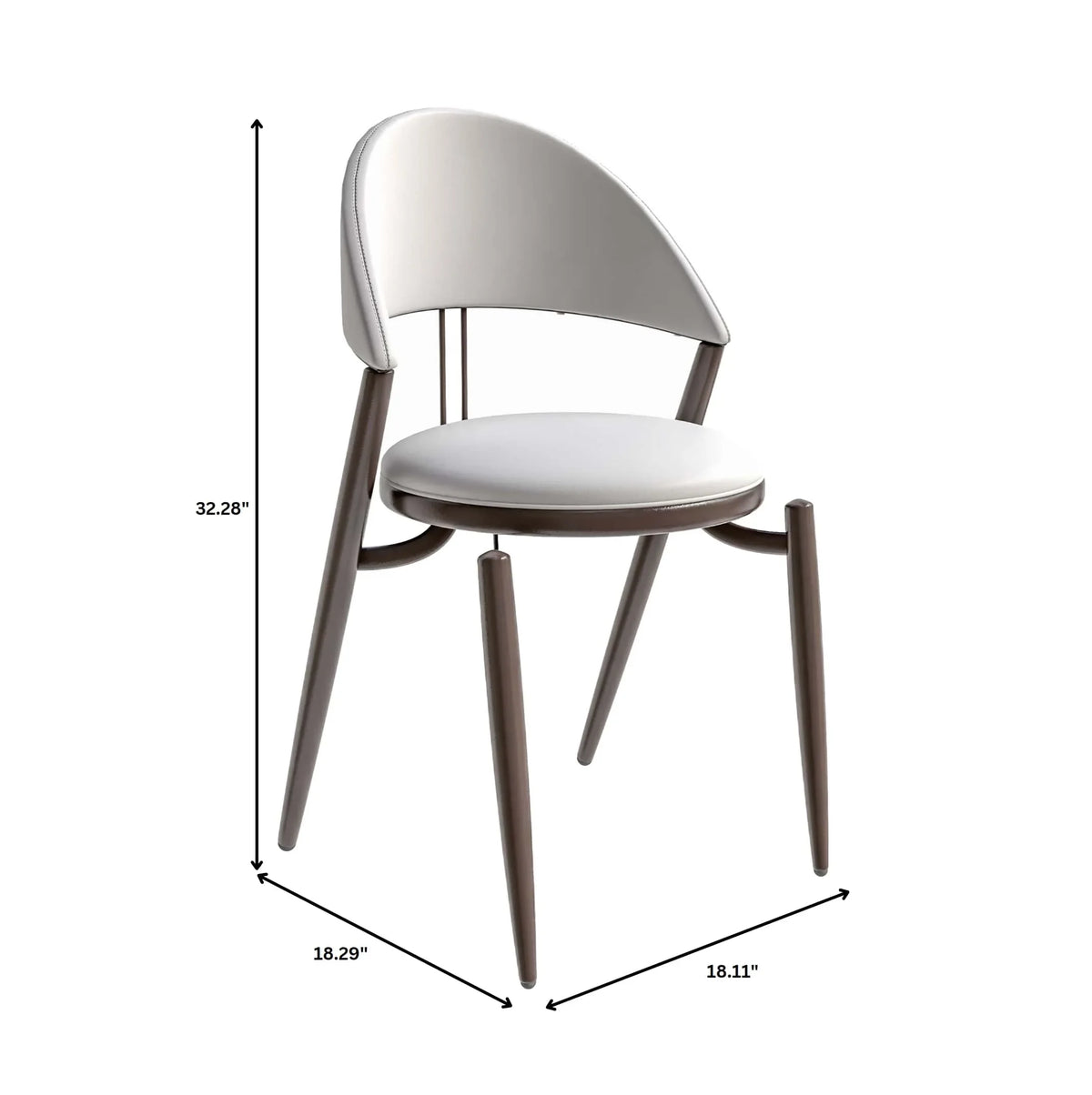 Venice Dining Chair Upholstered Leather in Iron With an Open Curved Back Design - Elax Furniture