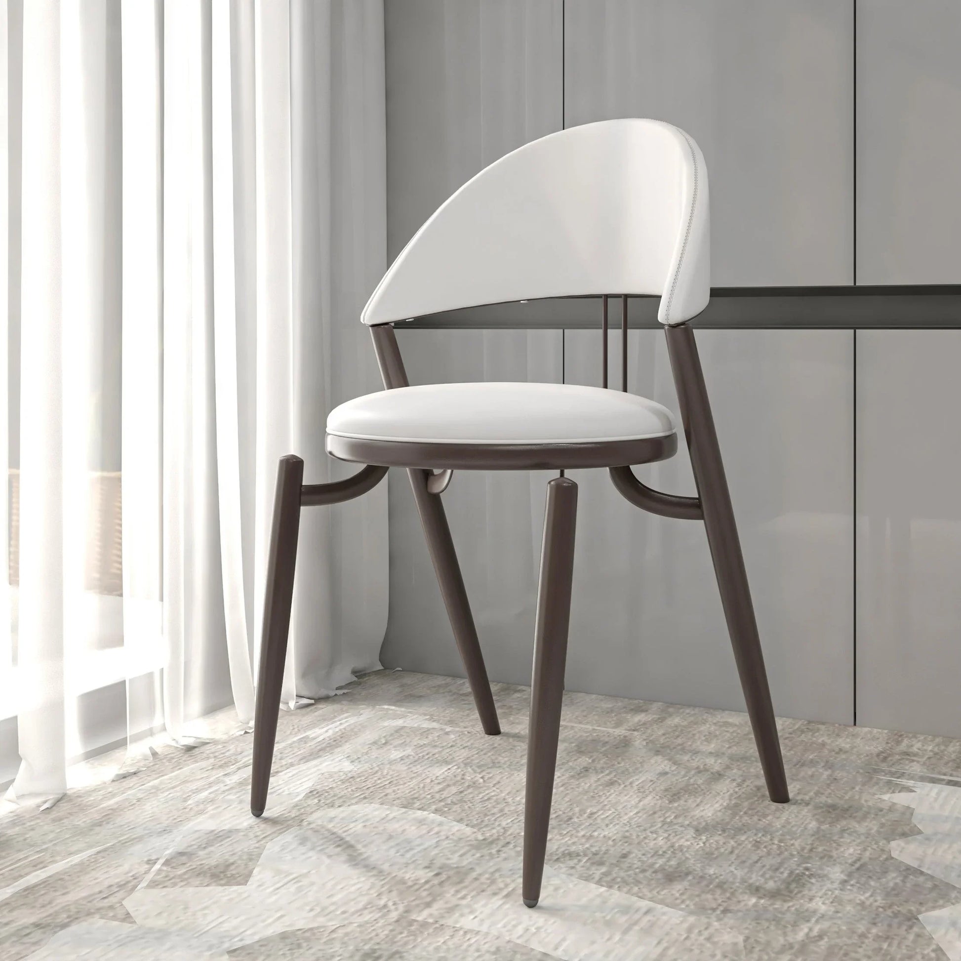 Venice Dining Chair Upholstered Leather in Iron With an Open Curved Back Design - Elax Furniture