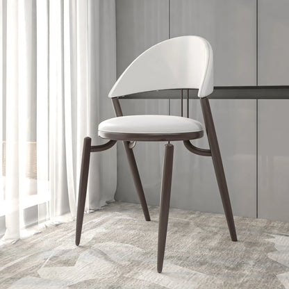 Venice Dining Chair Upholstered Leather in Iron With an Open Curved Back Design - Elax Furniture
