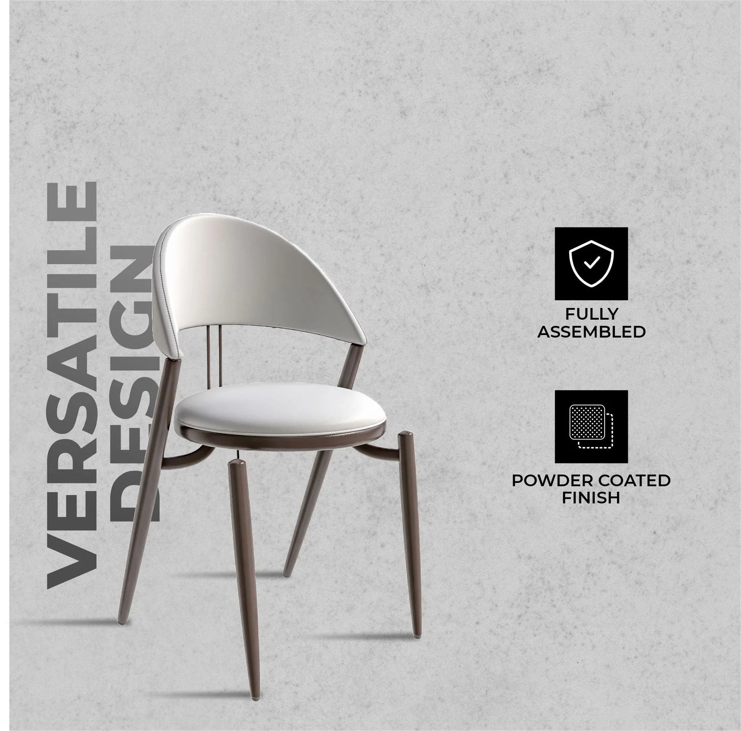 Venice Dining Chair Upholstered Leather in Iron With an Open Curved Back Design - Elax Furniture