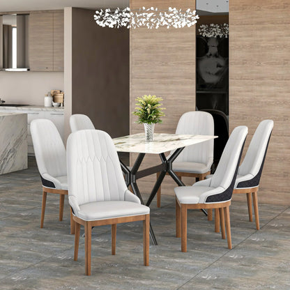 Verisma Dining Chair Upholstered in Leather with Diamond Stitching Back Design - Elax Furniture