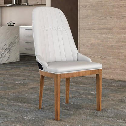 Verisma Dining Chair Upholstered in Leather with Diamond Stitching Back Design - Elax Furniture