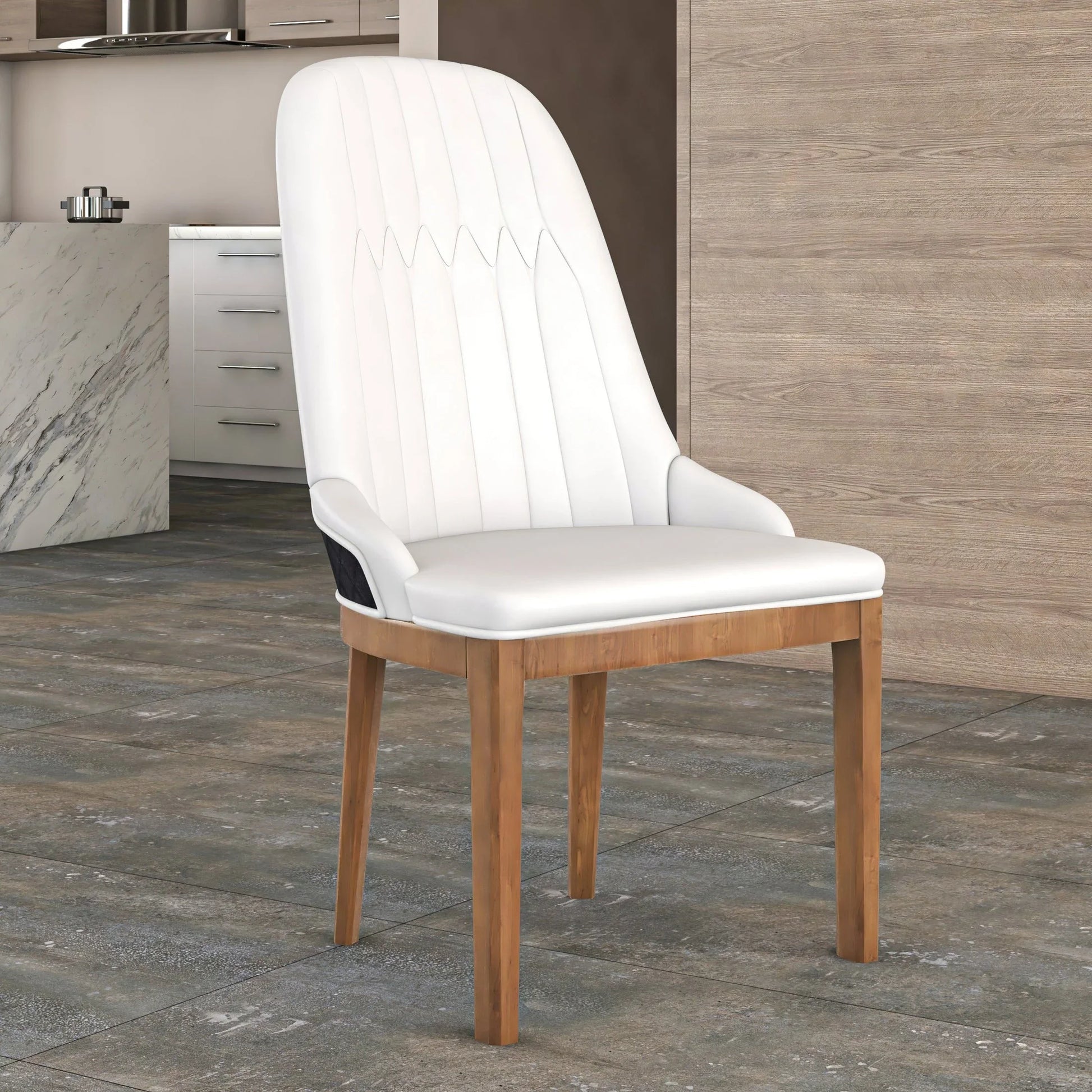 Verisma Dining Chair Upholstered in Leather with Diamond Stitching Back Design - Elax Furniture