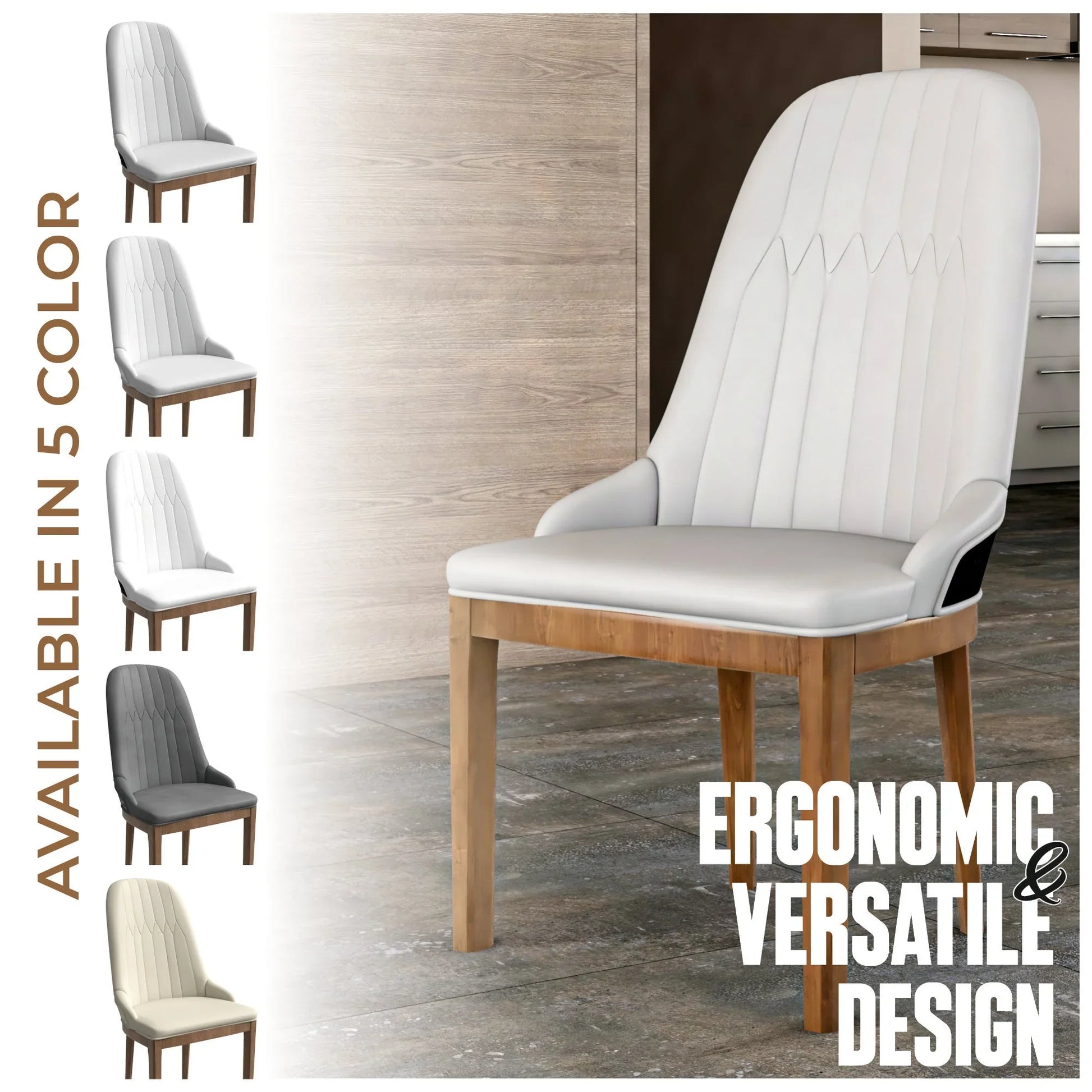 Verisma Dining Chair Upholstered in Leather with Diamond Stitching Back Design - Elax Furniture