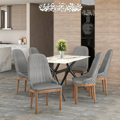 Verisma Dining Chair Upholstered in Leather with Diamond Stitching Back Design - Elax Furniture
