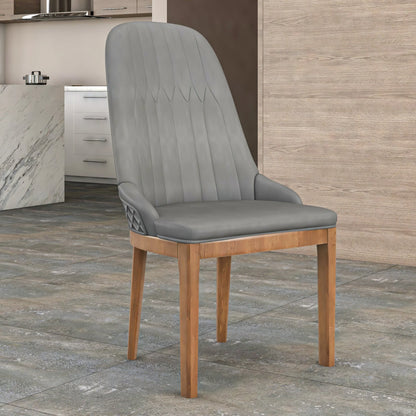 Verisma Dining Chair Upholstered in Leather with Diamond Stitching Back Design - Elax Furniture