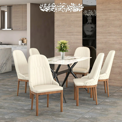 Verisma Dining Chair Upholstered in Leather with Diamond Stitching Back Design - Elax Furniture