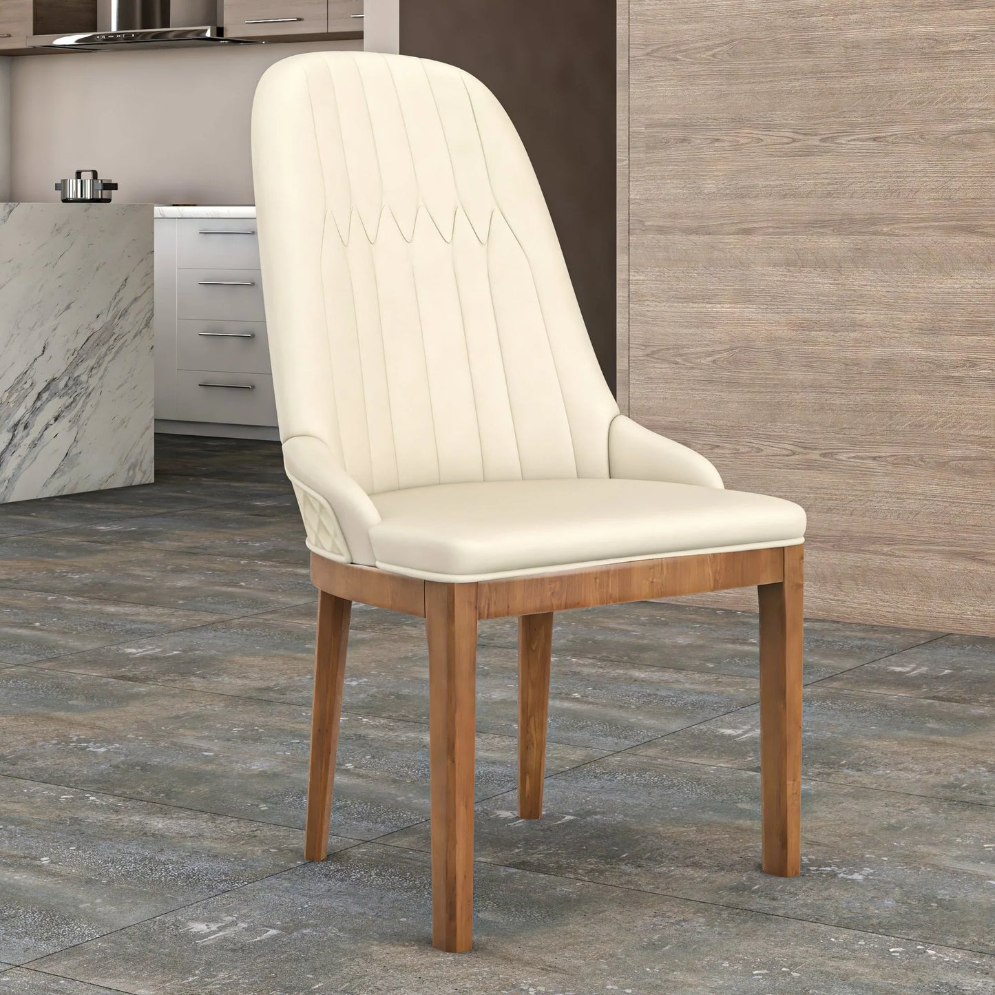 Verisma Dining Chair Upholstered in Leather with Diamond Stitching Back Design - Elax Furniture