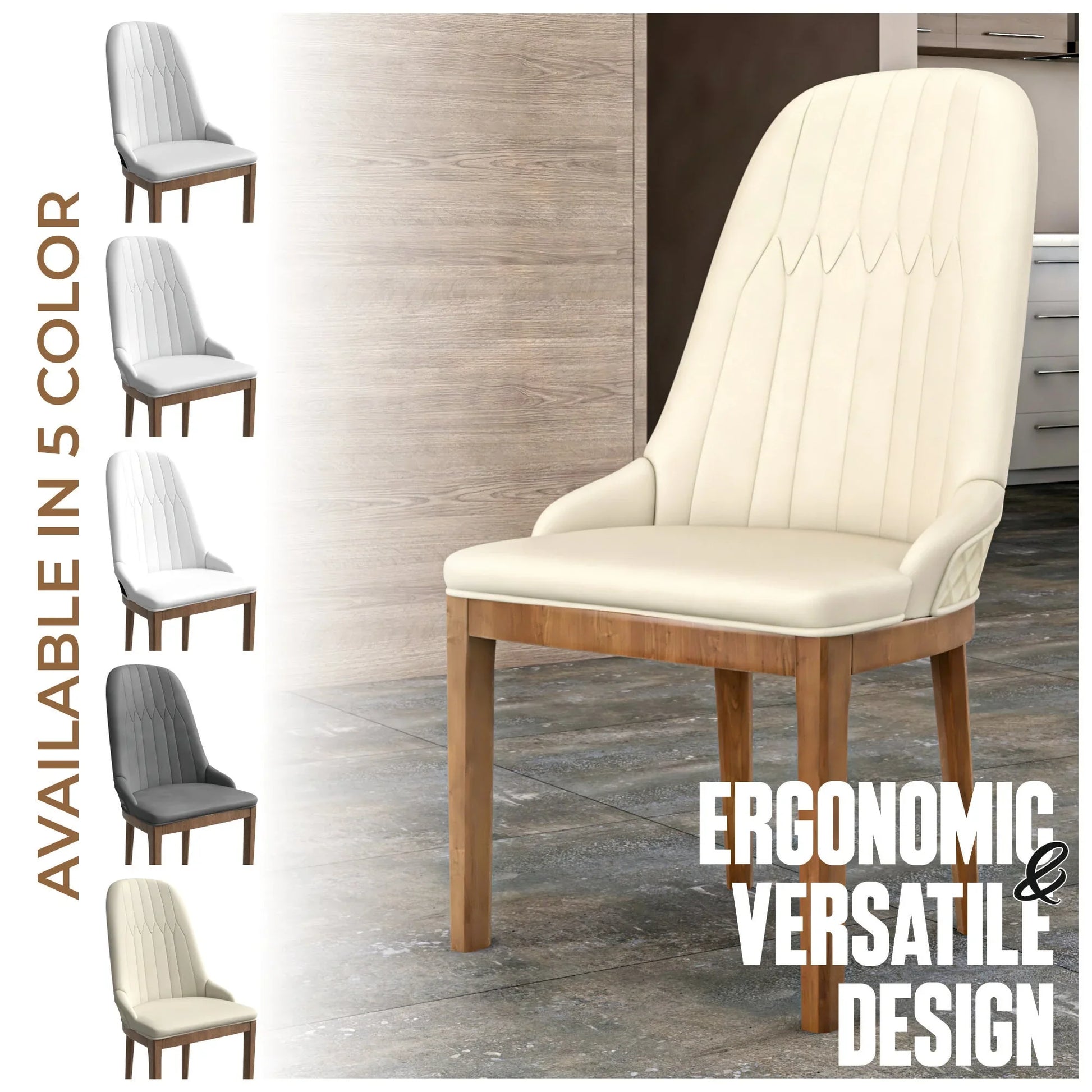 Verisma Dining Chair Upholstered in Leather with Diamond Stitching Back Design - Elax Furniture