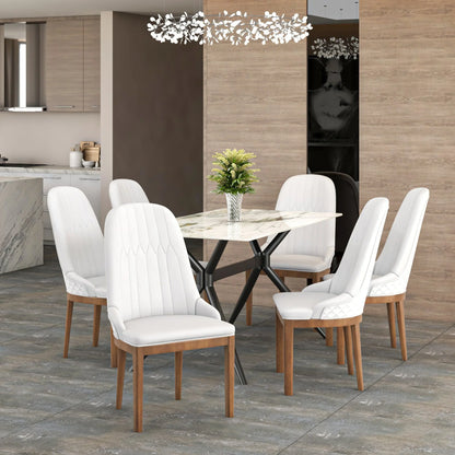 Verisma Dining Chair Upholstered in Leather with Diamond Stitching Back Design - Elax Furniture