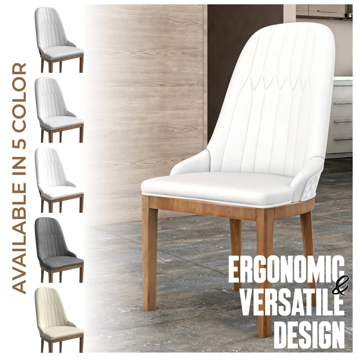 Verisma Dining Chair Upholstered in Leather with Diamond Stitching Back Design - Elax Furniture