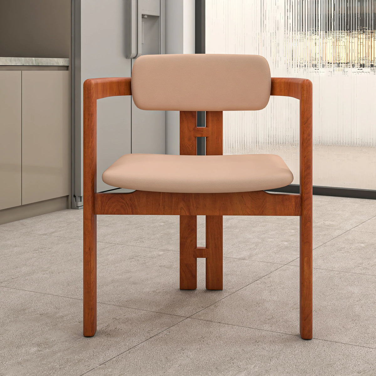 Velo Series Dining Chair with Upholstered Leather and Rubberwood Legs - Elax Furniture