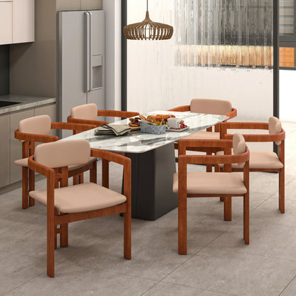 Velo Series Dining Chair with Upholstered Leather and Rubberwood Legs - Elax Furniture