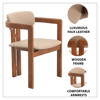 Velo Series Dining Chair with Upholstered Leather and Rubberwood Legs - Elax Furniture