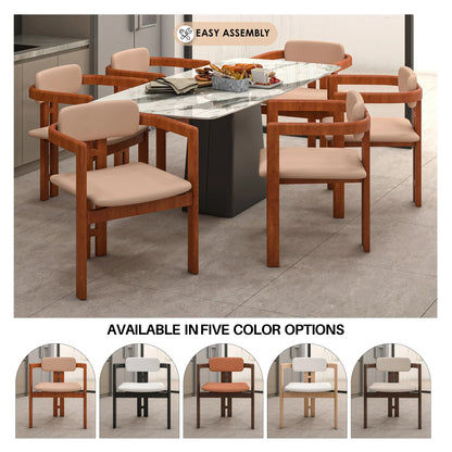 Velo Series Dining Chair with Upholstered Leather and Rubberwood Legs - Elax Furniture