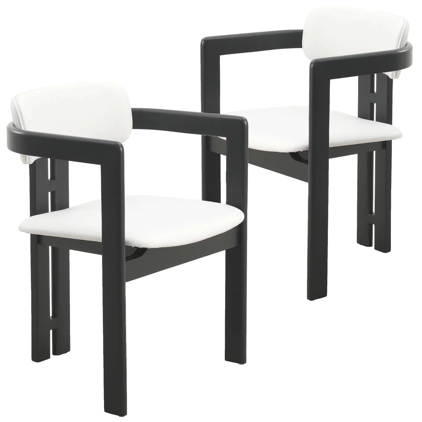 Velo Upholstered Leather Dining Chair with Open Back and Wood Legs Set of 2 - Elax Furniture