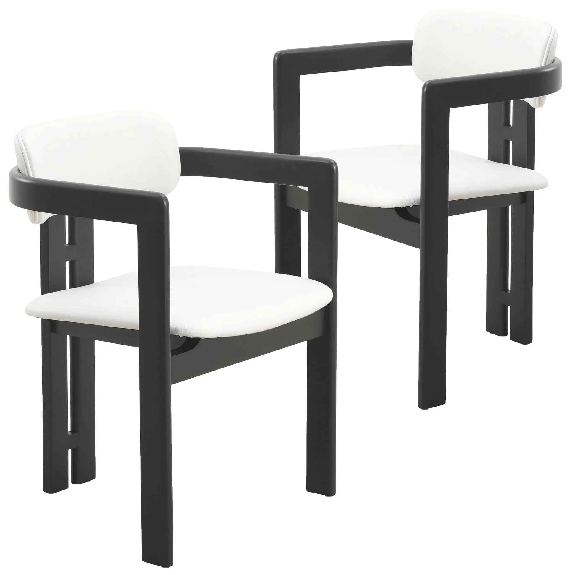 Velo Upholstered Leather Dining Chair with Open Back and Wood Legs Set of 2 - Elax Furniture