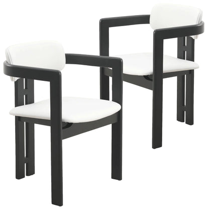 Velo Upholstered Leather Dining Chair with Open Back and Wood Legs Set of 2 - Elax Furniture