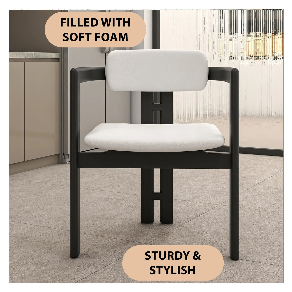 Velo Series Dining Chair with Upholstered Leather and Rubberwood Legs - Elax Furniture