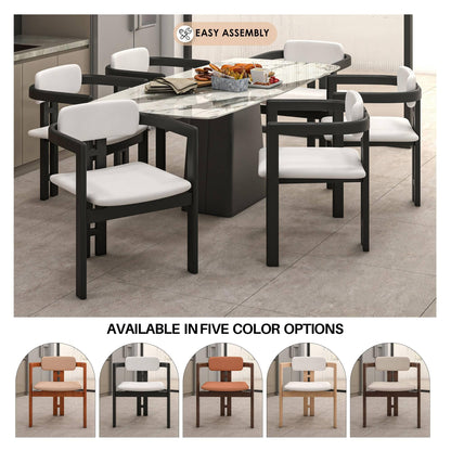 Velo Upholstered Leather Dining Chair with Open Back and Wood Legs Set of 2 - Elax Furniture