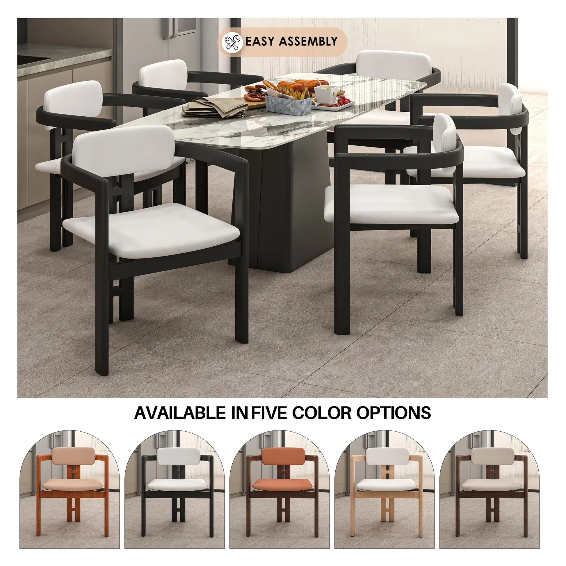 Velo Series Dining Chair with Upholstered Leather and Rubberwood Legs - Elax Furniture