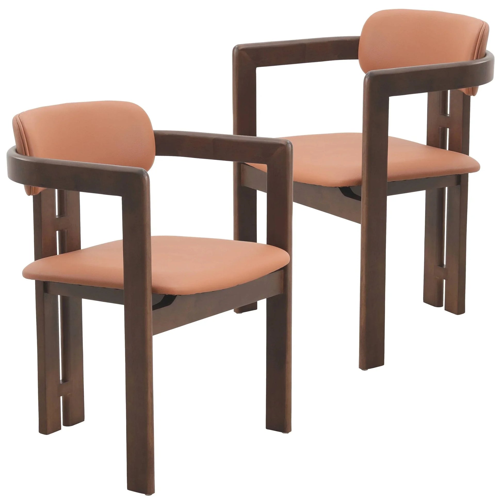 Velo Upholstered Leather Dining Chair with Open Back and Wood Legs Set of 2 - Elax Furniture