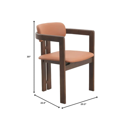 Velo Upholstered Leather Dining Chair with Open Back and Wood Legs Set of 2 - Elax Furniture