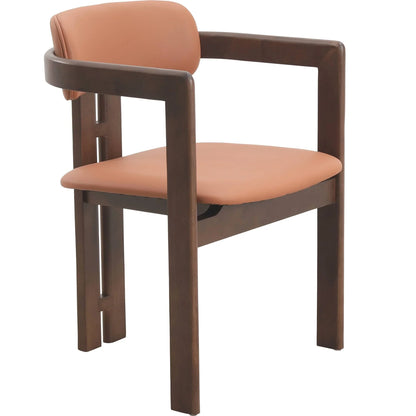 Velo Upholstered Leather Dining Chair with Open Back and Wood Legs Set of 2 - Elax Furniture