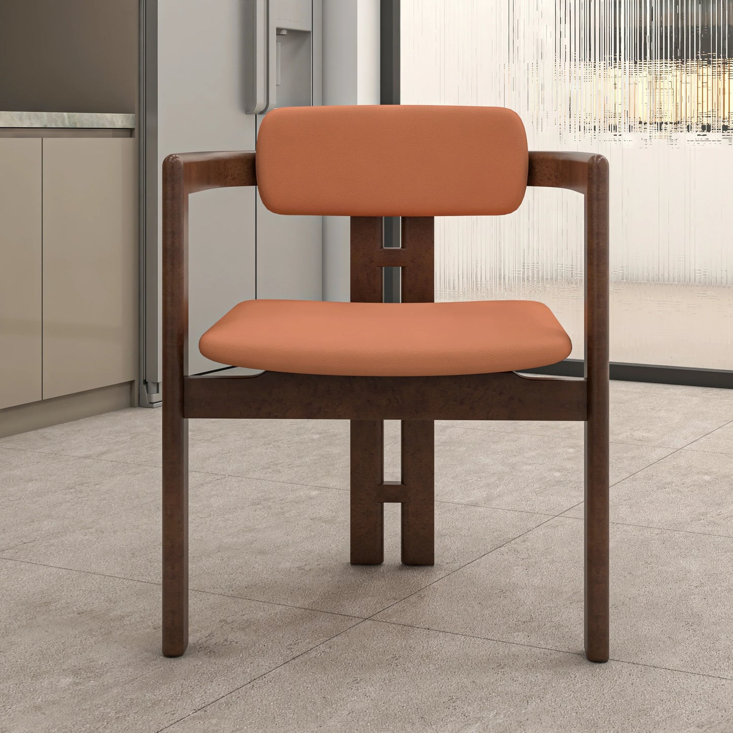 Velo Series Dining Chair with Upholstered Leather and Rubberwood Legs - Elax Furniture