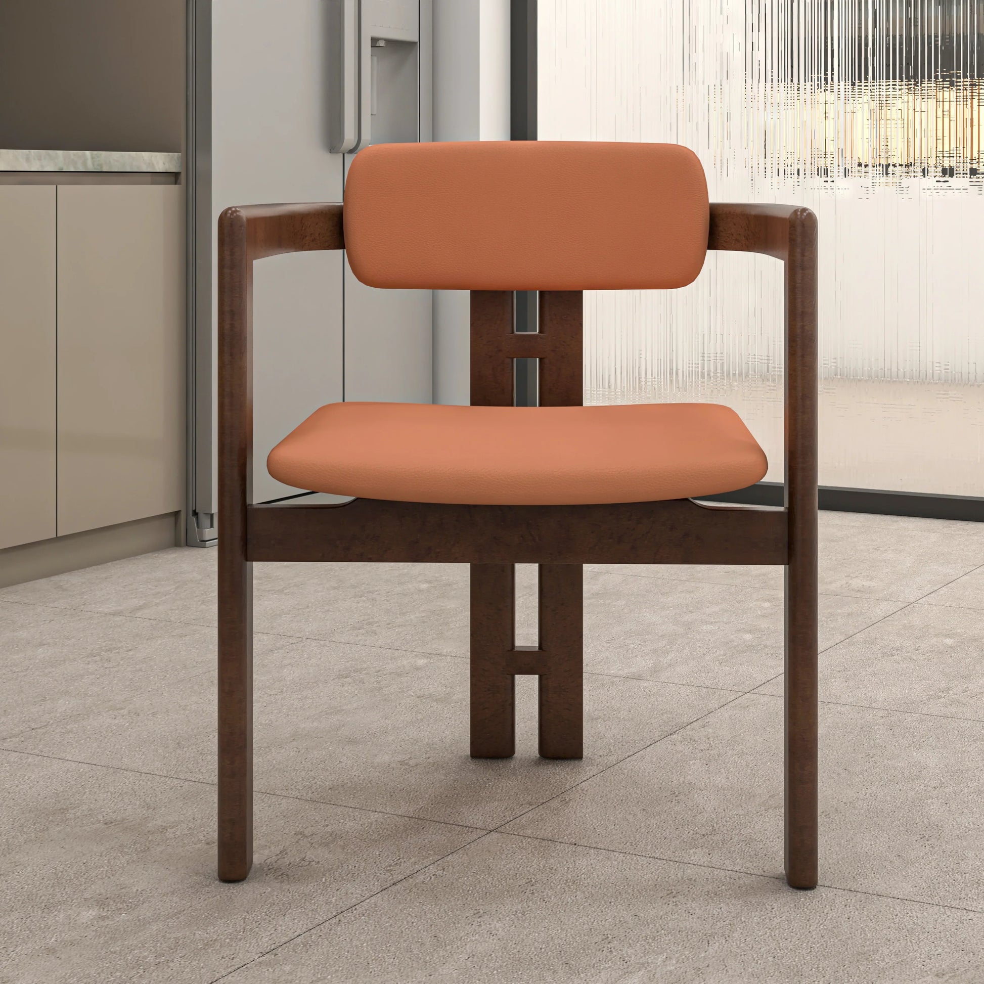 Velo Series Dining Chair with Upholstered Leather and Rubberwood Legs - Elax Furniture