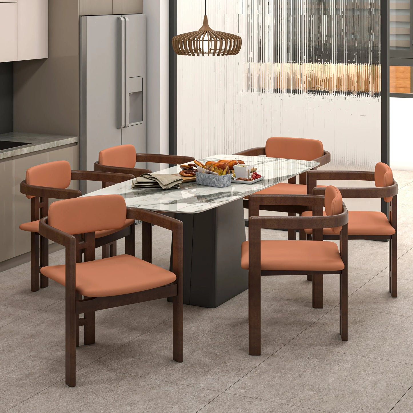 Velo Series Dining Chair with Upholstered Leather and Rubberwood Legs - Elax Furniture