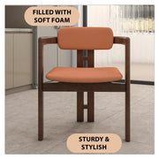 Velo Series Dining Chair with Upholstered Leather and Rubberwood Legs - Elax Furniture